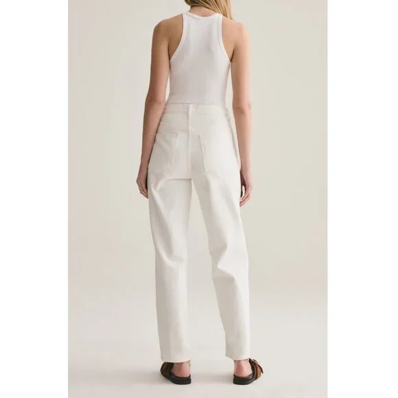Agolde Criss Cross Upsized Organic Cotton Jean in Paste Off White Ivory - XS 24 - Picture 2 of 16